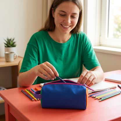 Campus Colorblock Pencil Pouch for Study Days & Creative Essentials