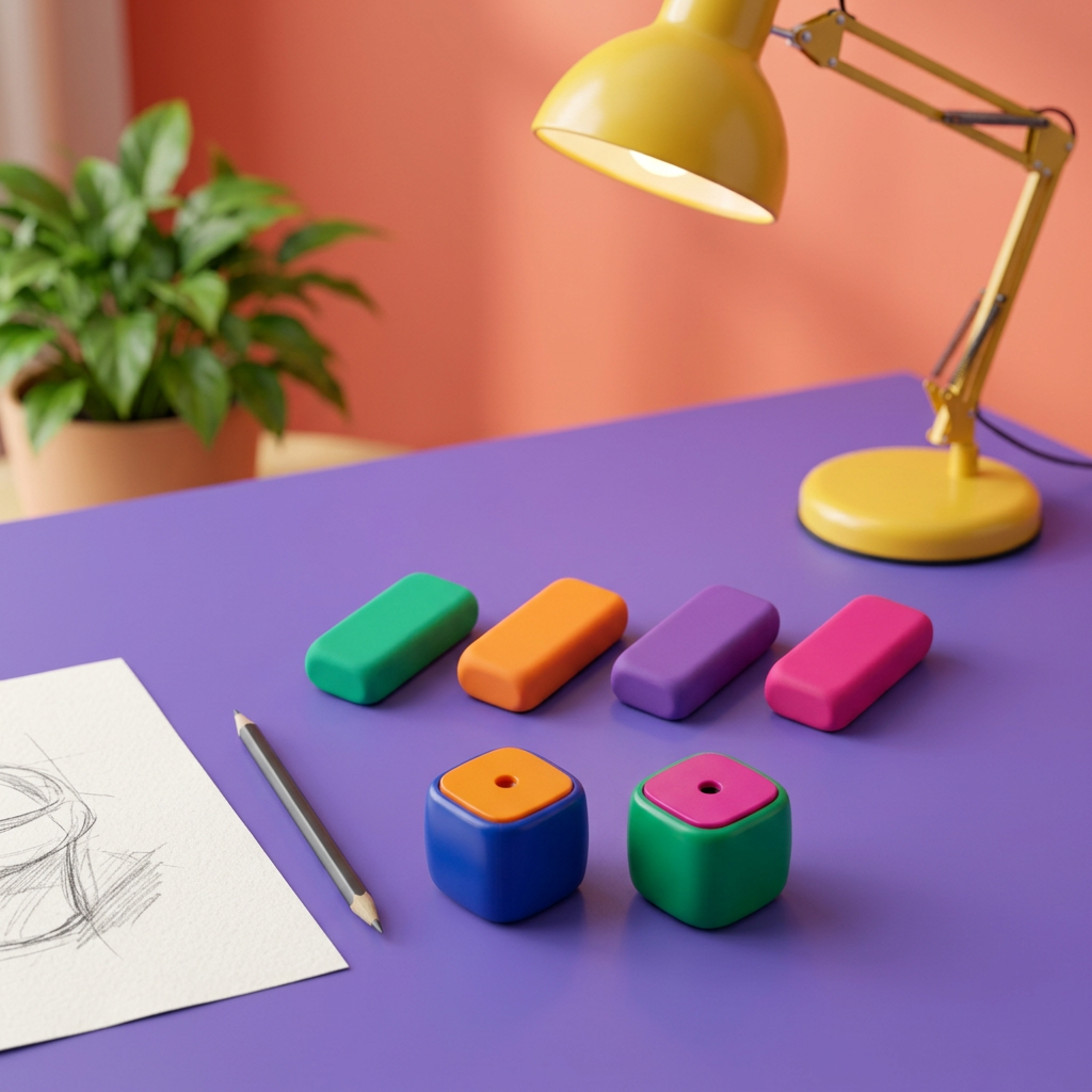 Fresh Start Eraser & Sharpener Set for Study Notes & Creative Sketches